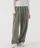 PIANER Pleated Wide Elastic Cotton Pants (Light Khaki)