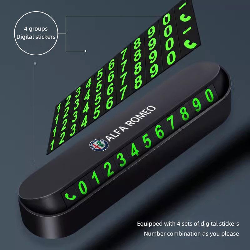 BQVLT1 Car Hidden Parking Card Stop Phone Number Card Plate Auto Interiors For Alfa Romeo 4C 159 166 Spider Giulia 156 Mito 147 8C GT