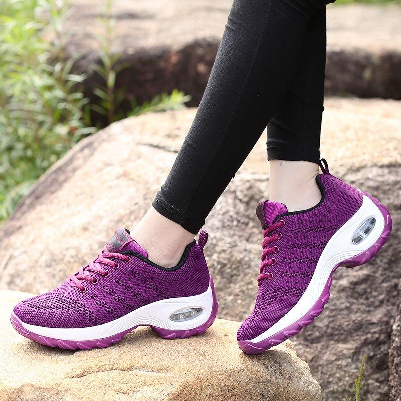 New Air-cushioned Shoes Thick-soled Shoes Women's Sports Shoes Versatile Anti-slip Woven Casual Shoes