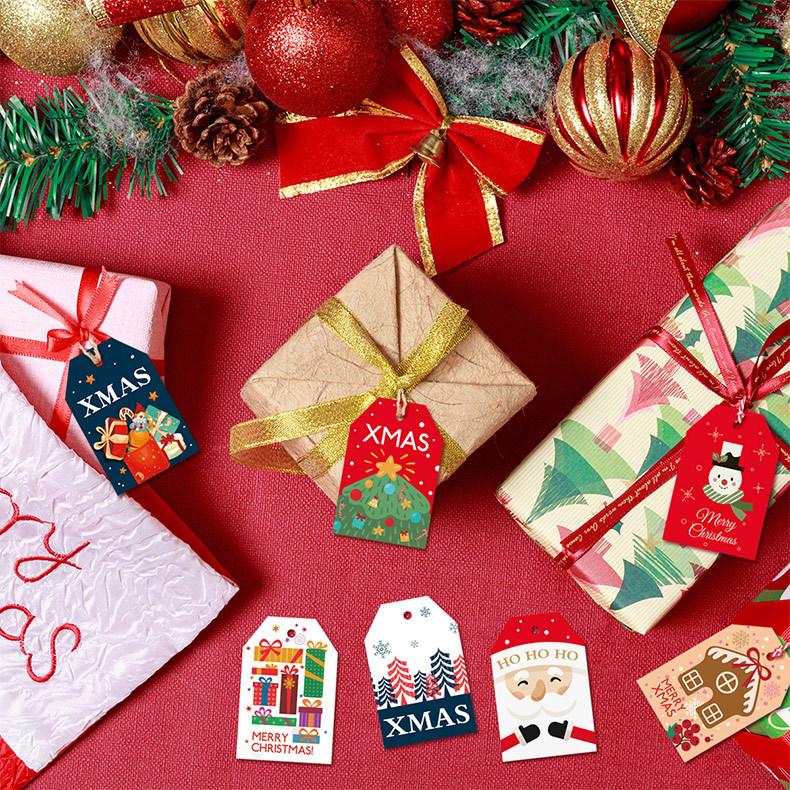 48PCS Merry Christmas Paper Tags 2025 Xmas Tree Hanging Label Navidad 2025 New Year Home Xmas Party Gifts Cards Set Decorations