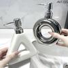 BRSoap Dispenser Silver Triangle Geometric Hollowing Lotion Bottle Ceramics Hand Sanitizer Bottle Hotel Bathroom AccessoriesEY