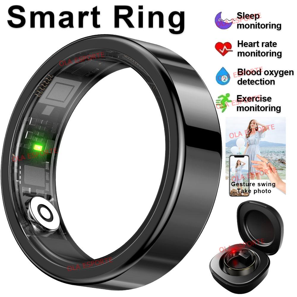 Anello Intelligente Monitoraggio Ossigeno nel Sangue Frequenza Cardiaca Sonno Smartring Impermeabile IP68 e 5ATM Modalità Multisport Smartring Uomo Donna