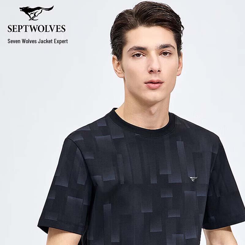 SEPTWOLVES Men s Cotton Blend Printed Crew Neck T-Shirt XXL