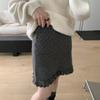 Trendy Polka Dot Knit Black Fungal A-Line Skirt for Women - Winter Petite Hip-Hugging Short Skirt
