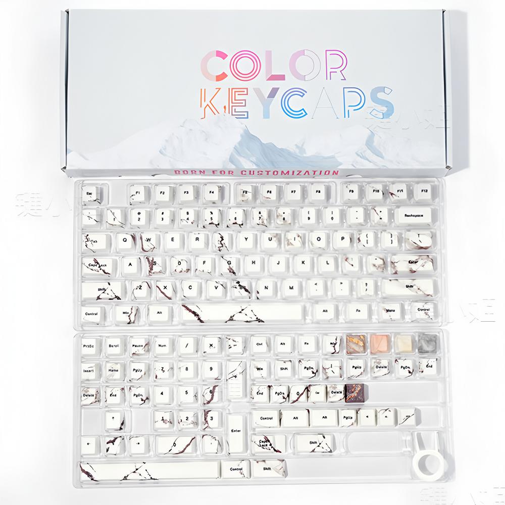 130 Keys Marble Theme Keycaps Cherry PBT 3.0 Autumn View Personalized Keycaps for Mx Switch Mechanical Keyboards