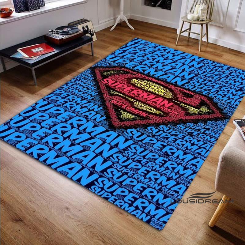 "Superman" rugs in a variety of styles and sizes—perfect for use as bedroom play mats, living room rugs, and home decor.