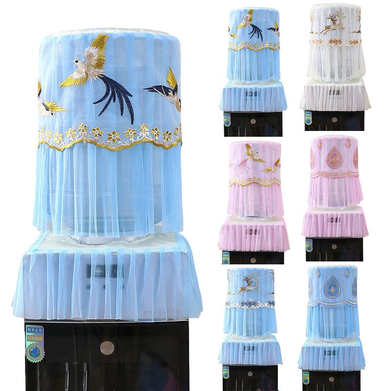 2 Stück/Set Wasserspender Abdeckung Wiederverwendbare Fass Staubschutz Staubdicht Spitze Bestickt Universal Bedruckte Eimerhülle Oberteil