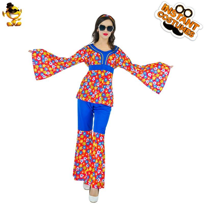 Adult women s hippie costume suit, women s clothing for disco carnival stage performances S