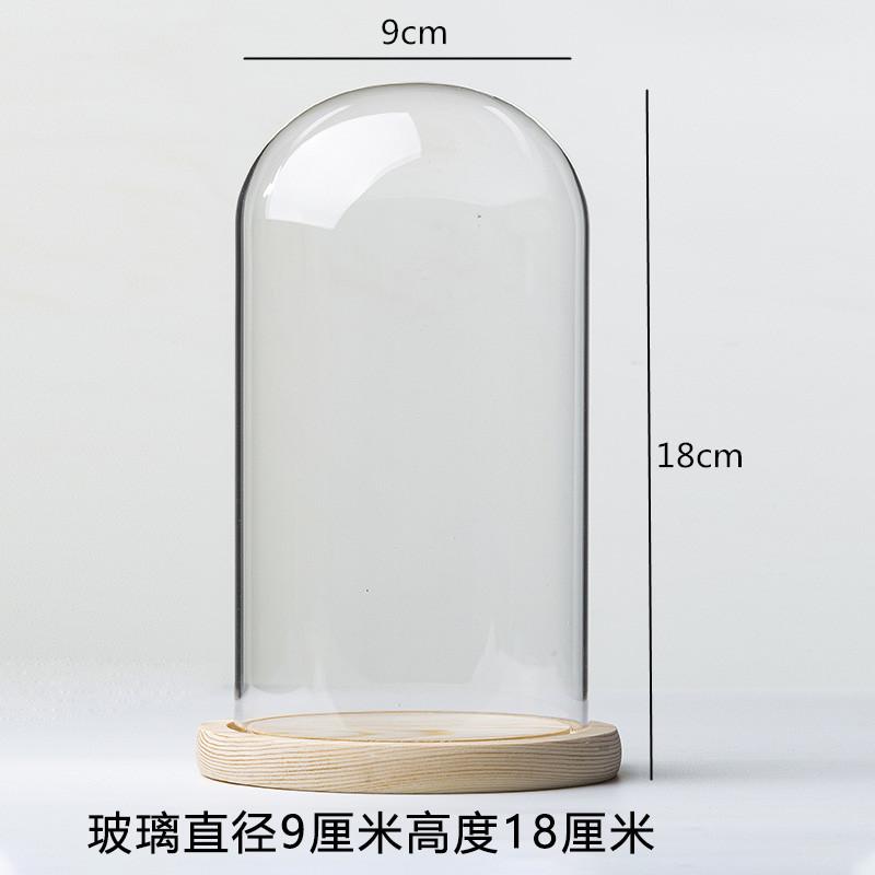 Ewige Blumen Ornamente Präsentationsschale Transparente Glasabdeckung Holzsockel Geschenk Präsentationsbox Kunsthandwerk Aufbewahrungsschale Staubschutz Kuchenform