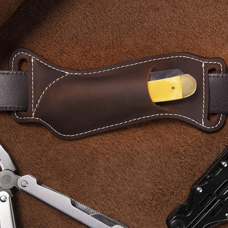 Funda de Cuero Plegable para Cinturones Funda para Cuchillo Bolsa para Guardar Cuchillos Estuche Protector Bolsa para Herramientas Múltiples