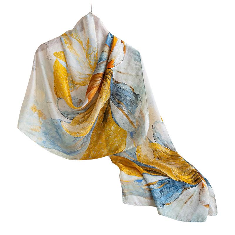 2026 spring and summer silk scarves, silk high-grade mulberry silk printing double-sided long scarves, gifts for elders and mothers 55*170