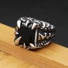 Gothic Vintage Dragon Claw Ring Punk Hip Hop Stainless Steel Black Stone Rings For Men Women Fashion Party Jewelry Accessories