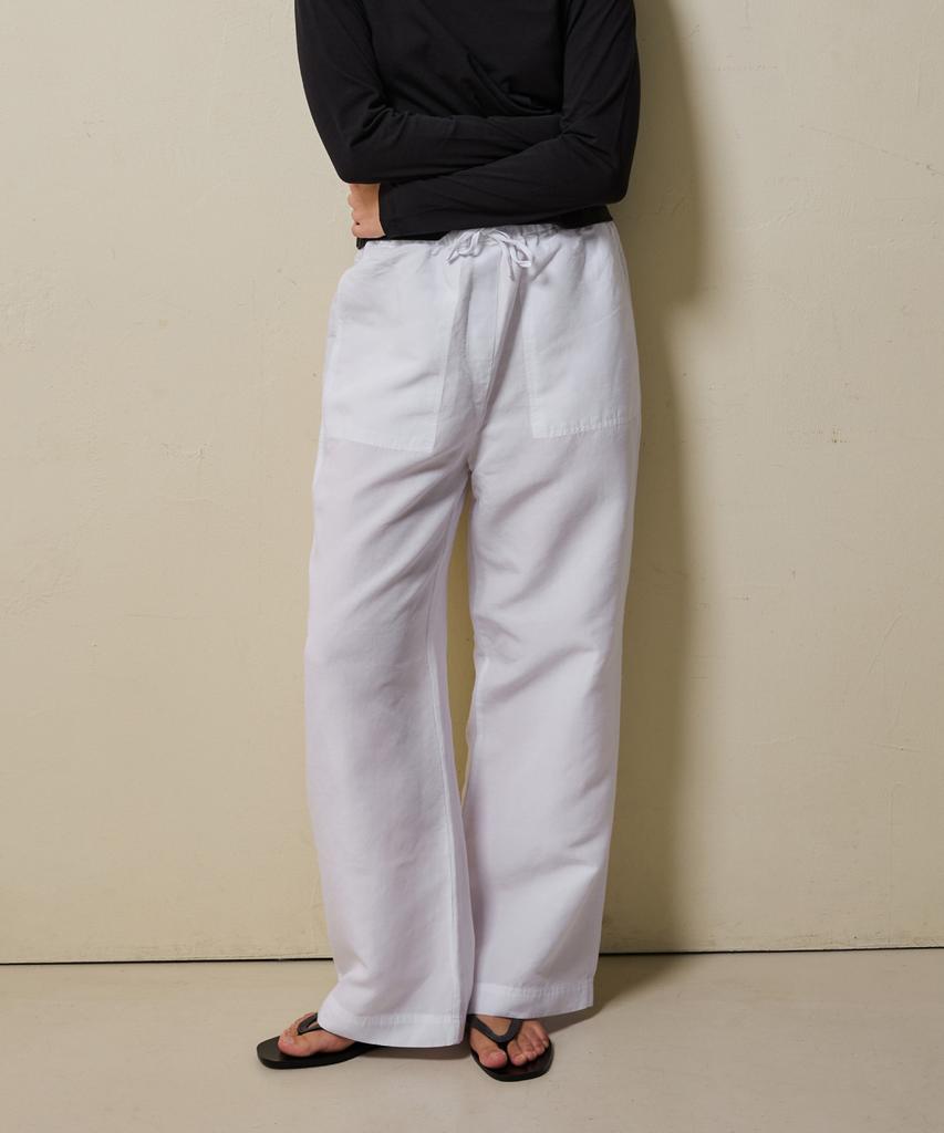 SHINE ON YOU Tencel Linen Wide Elastic Waist Pants_ Pure White