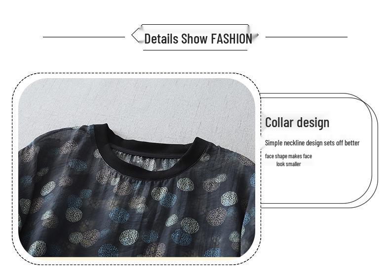 2025 Women's Chic Colorful Print Short-Sleeve Summer T-Shirt with Round Neck