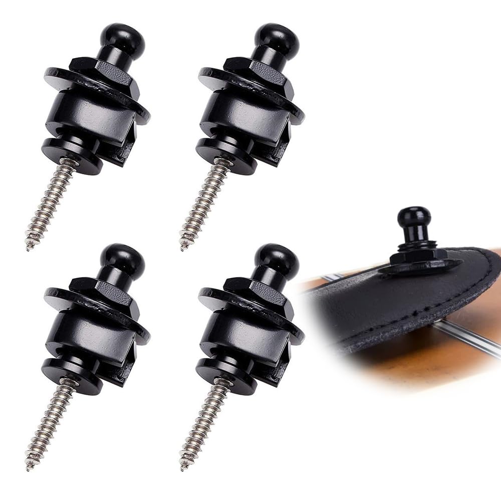 

Strap Lock Detachable Guitar Locking Strap Pins for Electric Guitars and Easy Suitable for and Electric Pack of 4 Pins, Buckle, Basses, Installation,
