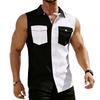 Men's Workwear Lapel Button-Down Vest Shirt - Lightweight Sleeveless Top