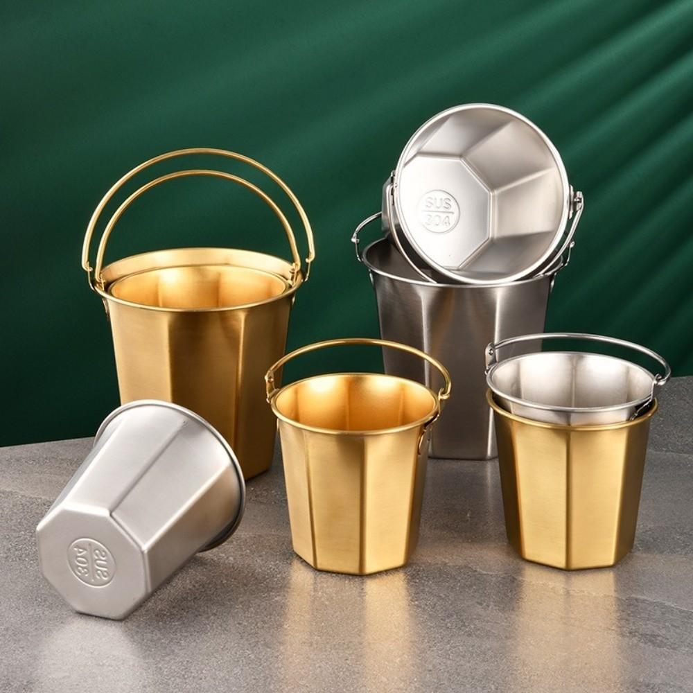 304 Stainless Steel Mini Ice Bucket Silver/Gold Cooling Barrel Champagne Bucket  Household Kitchen