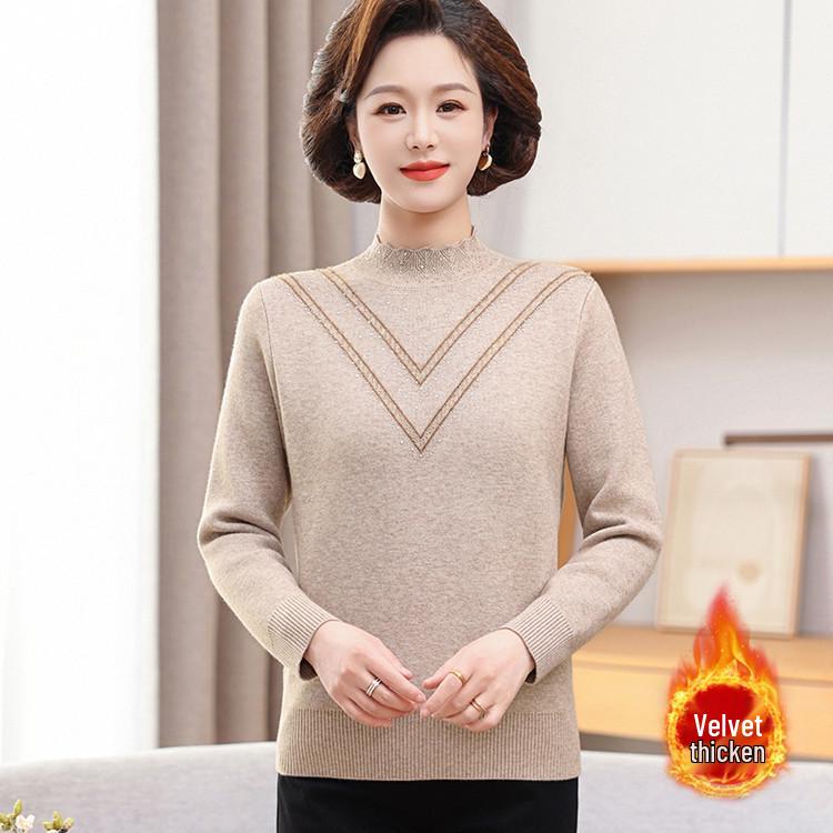 

Elegant Wool Knitwear: 2025 Winter Casual, Warm & Cold-Resistant Base Layer for Middle-Aged & Elderly Women M фіолетовий