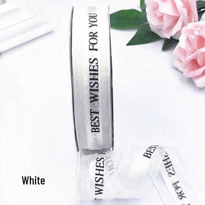 2,5 cm Transparentes Schneegarnband mit englischem und koreanischem Design für Kuchen-, Geschenkboxschleifen