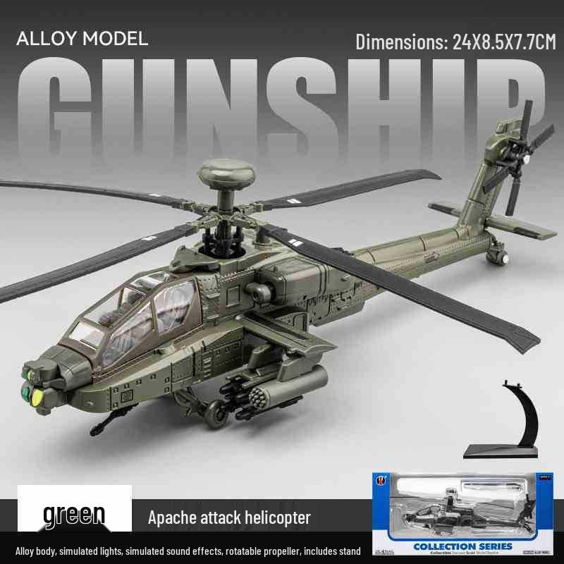 Apache Helicopter Alloy Model Military Toy for Kids