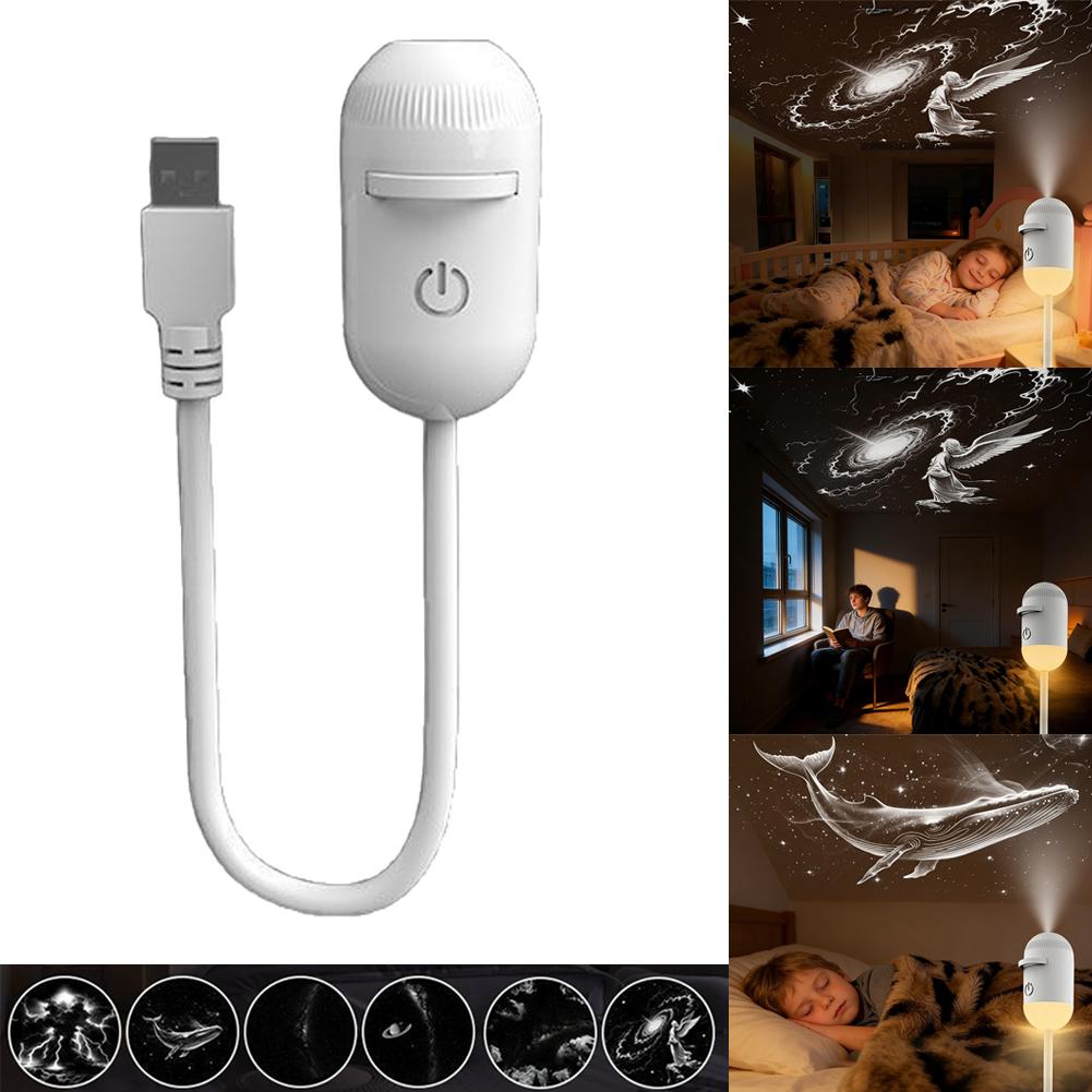 Usb Hd Galaxy Star Projection Lamp Night Sky Led Atmosphere Light Bullet Head Cool White Dimmable 3 Modes Plug Play
