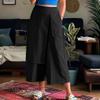 ZANZEA Womens Casual Elastic Waist Loose Layered Wide Leg Cropped Pants