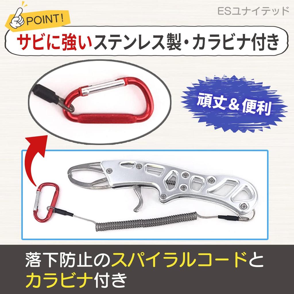 Stainless Steel Trigger-Type Fish Grip Fishing Pliers, Hook Remover, Fish Catcher (Red)