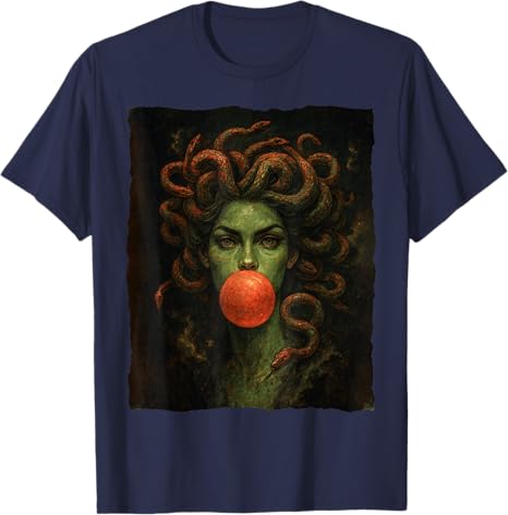 Medusa Kaugummi Feministin Griechische Mythologie Halloween T-Shirt Mythisches Monster Schlangenhaar Gorgone Lustig Fantasy Ästhetik Kleidung