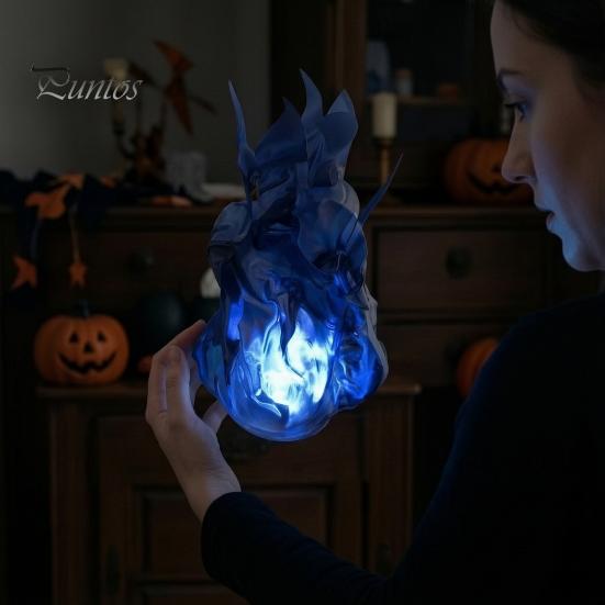 Glowing Flame Effect Toy Floating Fireball Prop, LED Halloween Handheld Prop for Cosplay, Realistic Burning Battery Powered Stage Light Party