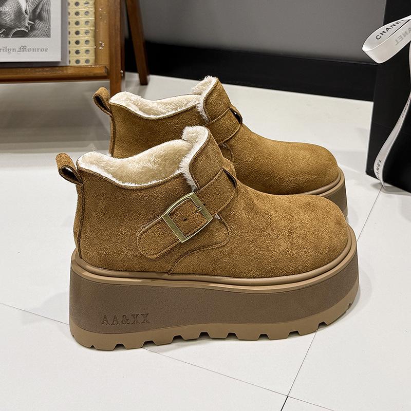 

Жіночі зимові черевики на товстій підошві, легкі, теплі, захищені від холоду, з підкладкою, снігові черевики, нековзні, зносостійкі, повсякденні кросівки, бавовняні черевики Мартін 40 верблюд