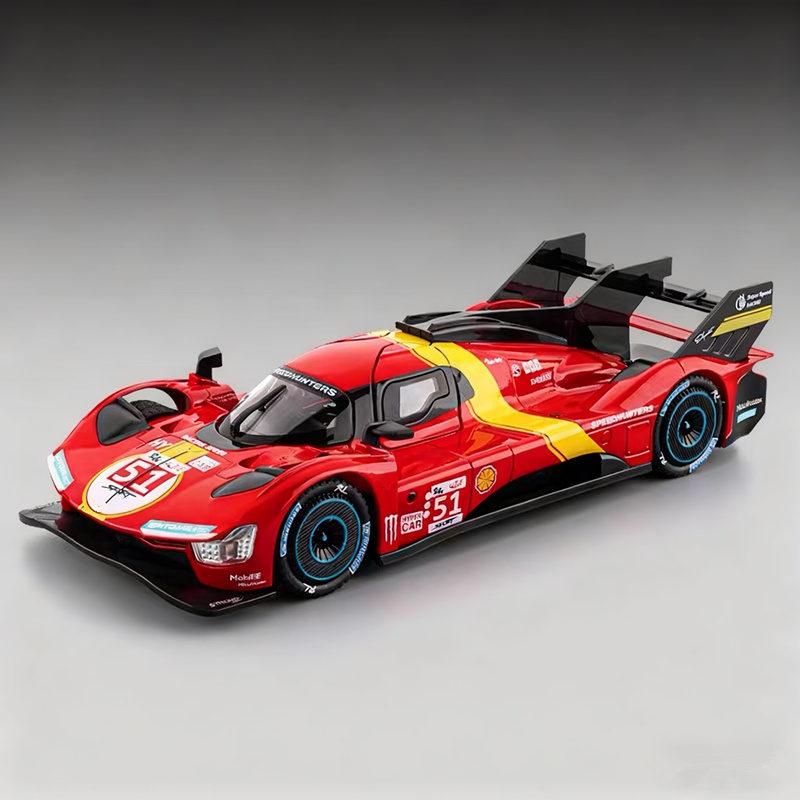 1:22 499P Ausdauerrennen Legierung Sportwagenmodell Druckguss Metall Rennfahrzeuge Automodell Simulation Ton und Licht Kinderspielzeug Geschenk red