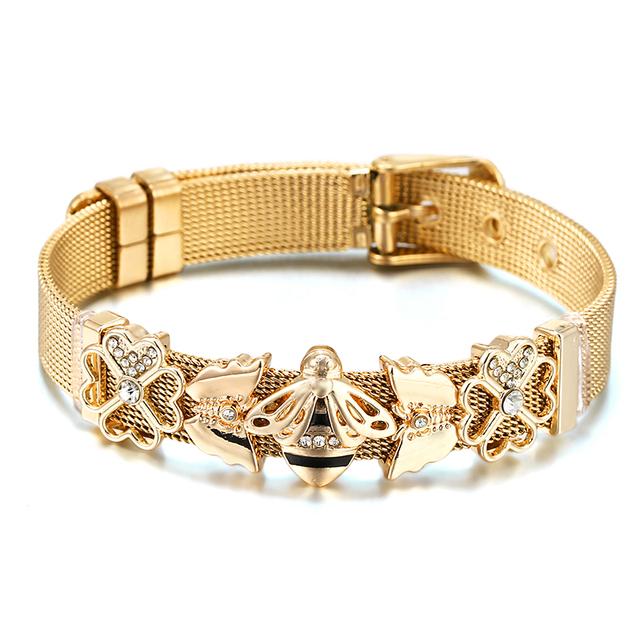 Fashion Stainless Steel Mesh Bracelets For Women Girls Original Charm Watch Belt Bracelet Angel Beads Bangle Gift