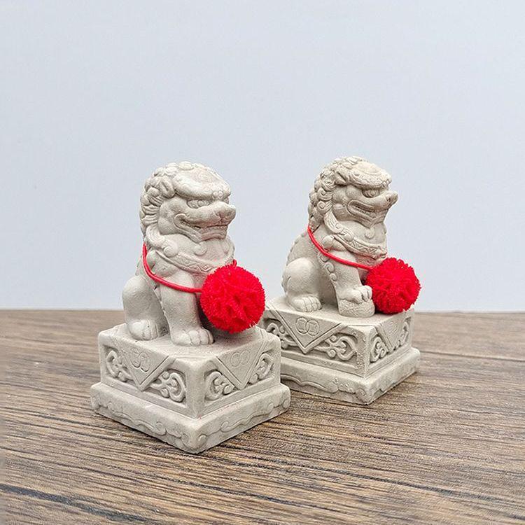 Мини-фигурки львов Фэн-шуй - Пара чайных питомцев, Настольные украшения, Декор для аквариума и Подарки