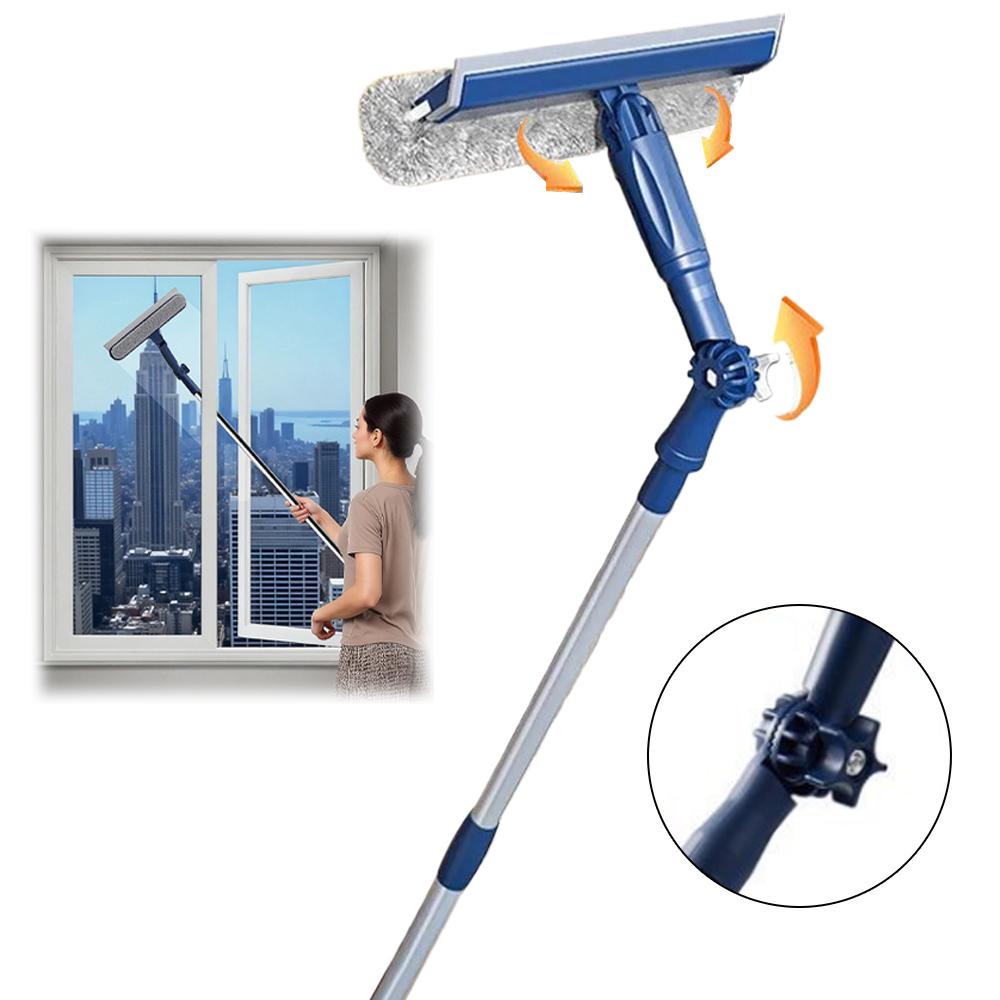 Artefact de Nettoyage de Verre Réglable Nettoyeur de Fenêtre Spécial et Essuie-Glace pour Fenêtres Ménagères en Hauteur Balai Essuie-Glace Double Face