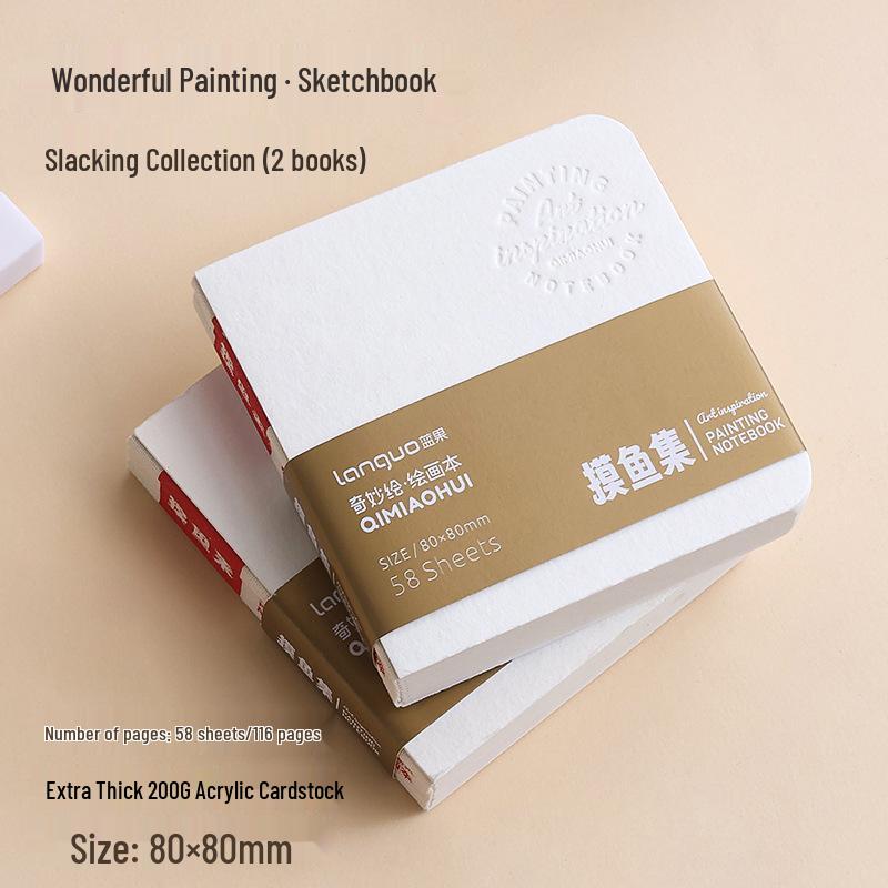 Blue Fruit Acrylic Cardstock Drawing & Doodling Mini Watercolor Pocket Book with Thickened Blank Pages