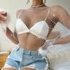 Women's Diamond Mesh Fishnet Long-Sleeve T-Shirt - Y8052