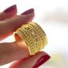 Luxury Brilliant Rings for Women Gold Color Opulent Accessories with Shiny Cubic Zirconia Chic Wedding Bridal Jewelry Hot