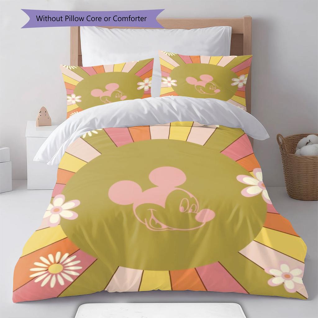 Retro Checkerboard Mickey & Minnie Couple Pattern Bedding Set – A Warm and Cozy Choice for Decorating A Child's Bedroom.