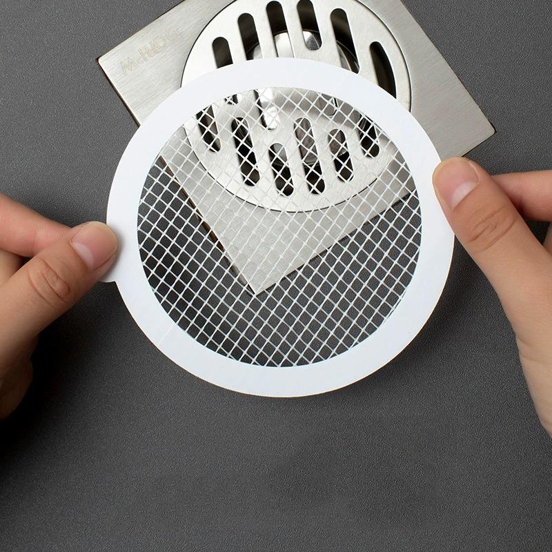 10Pcs Anti-blocking Filter Screen Disposable Floor Drain Sticker Hair Catcher Drain Stopper Cover Kitchen Bathroom Accessories