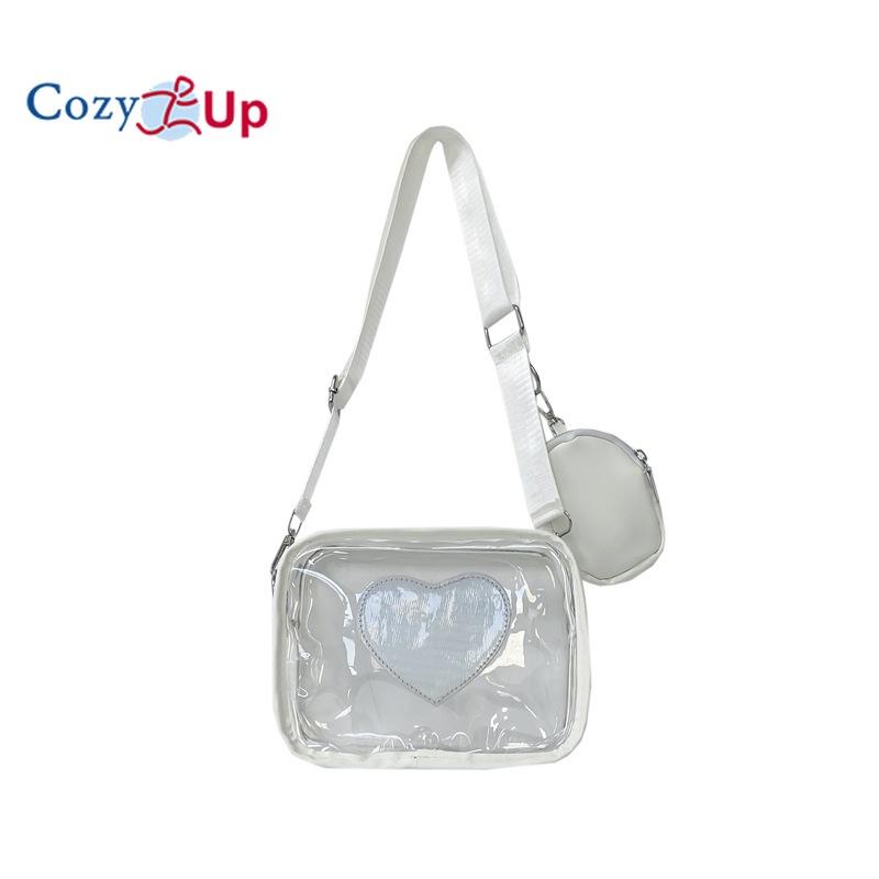 Conjunto de duas peças de bolsa feminina transversal Cozy Up com bolsa de ombro transparente de PVC de um ombro