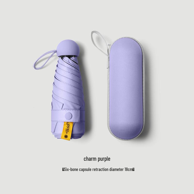 Kompakter Sonnenschirm mit UV-Schutz und Kartenhalter, doppelt verwendbar für Sonne und Regen