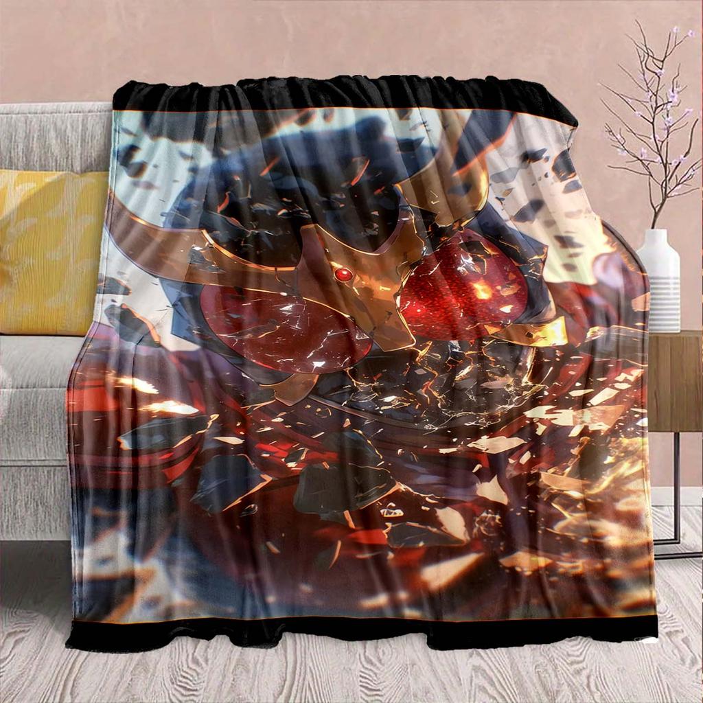 Kamen Rider Anime Flannel Blanket – Soft, Warm, Perfect for Sofas, Bedding, Camping, Travel, Office, and Home Decor – QJY