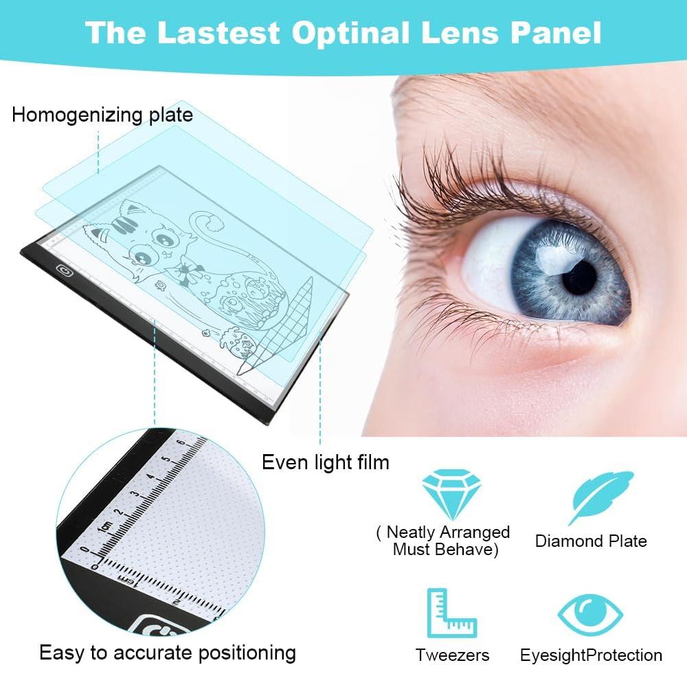 A4 LED Graphic Tablet, Writing Pad, Painting, Light Box, Drawing Tablet, Copy, Diamond Painting Accessories, 3 Brightness Levels