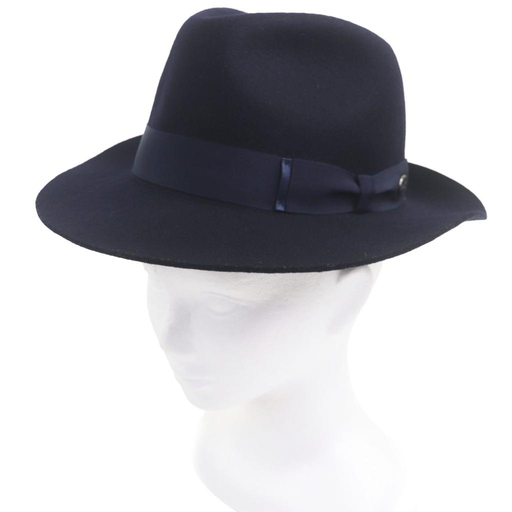 Great Borsalino Hat Felt Hat with Ribbon Navy Wool Mens 57 Used