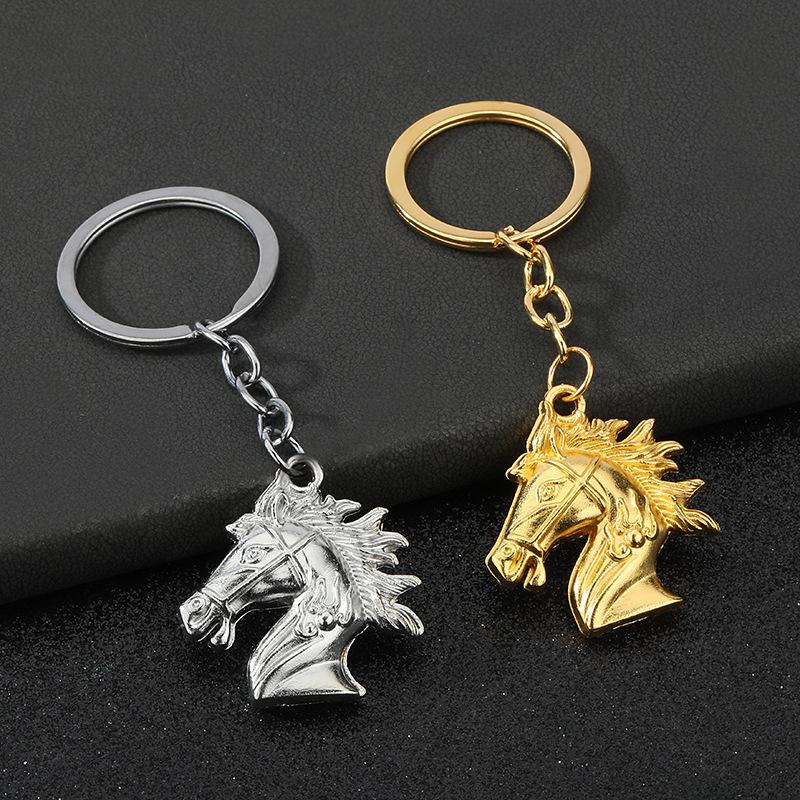 Vintage Metal 3D Horsehead Keychain Pendant Backpack Hangings Decoration Souvenirs Gifts