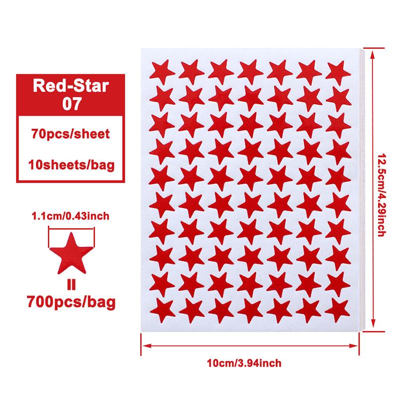 10sheets/bag Red Star Sticker Stamping Five Pointed Star Sticker Reward Sticker Teacher Praise Label