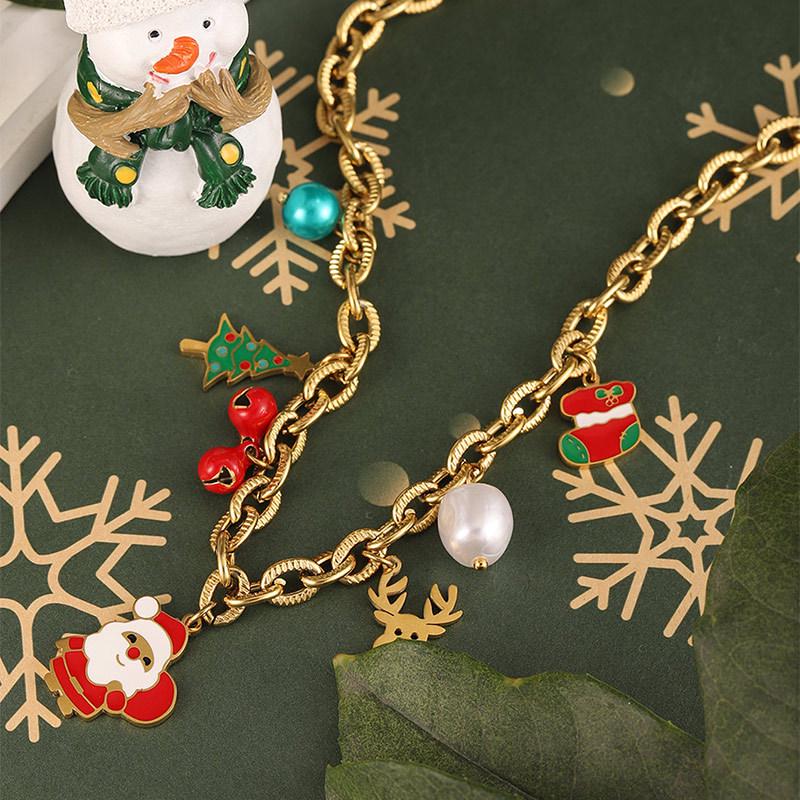 Stainless Steel Cute Santa Claus Christmas Pendant Necklace for Women