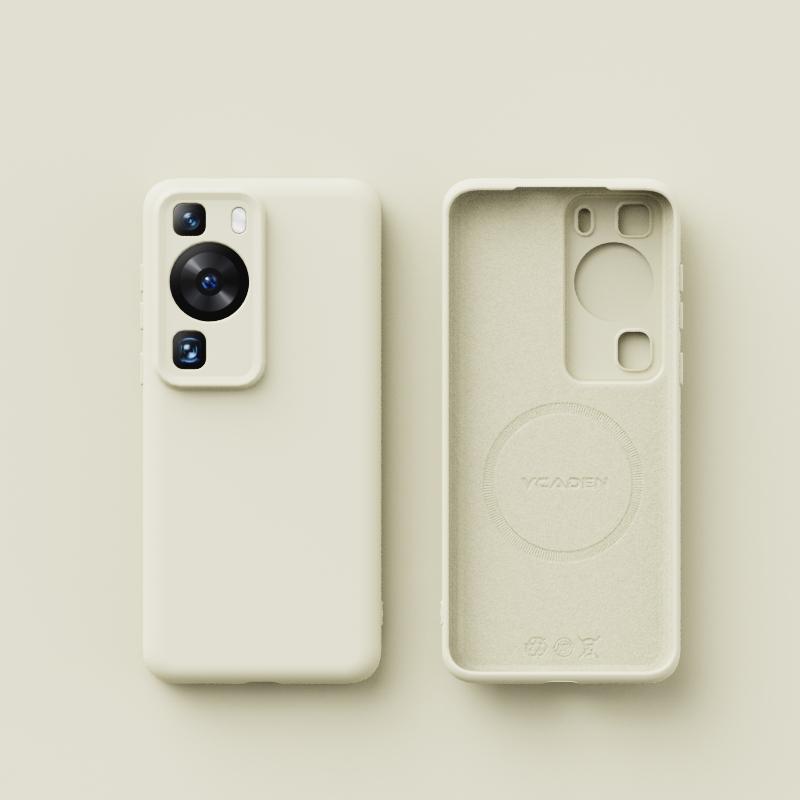 

Для беспроводной зарядки Magsafe Мягкий жидкий силиконовый чехол для телефона для Huawei P60 P50 P40 Pro Магнитный тонкий защитный чехол For P60 (P60 Pro) слоновая кость