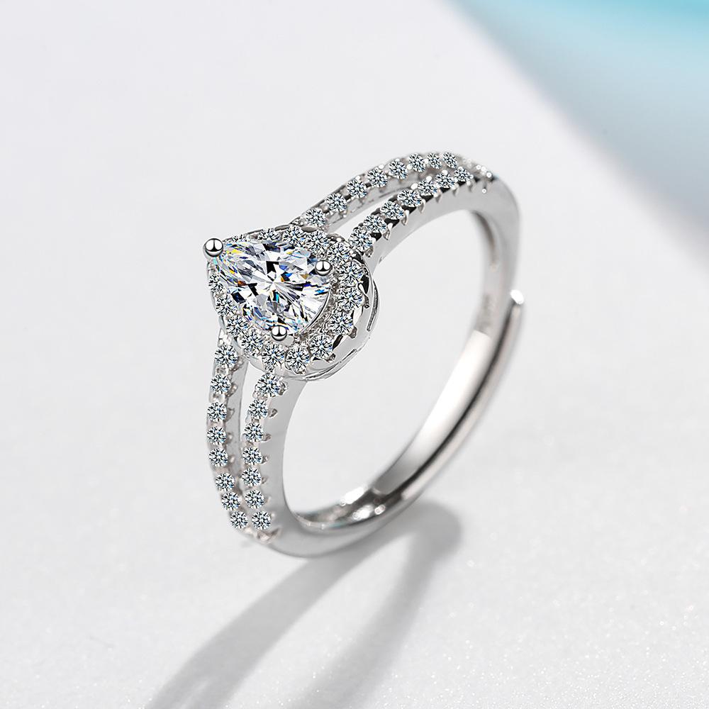 2026 Ring Women s Zirconium Diamond Droplet Ring Pear Shaped Pigeon Egg Women s Ring Wedding Ring Resizable