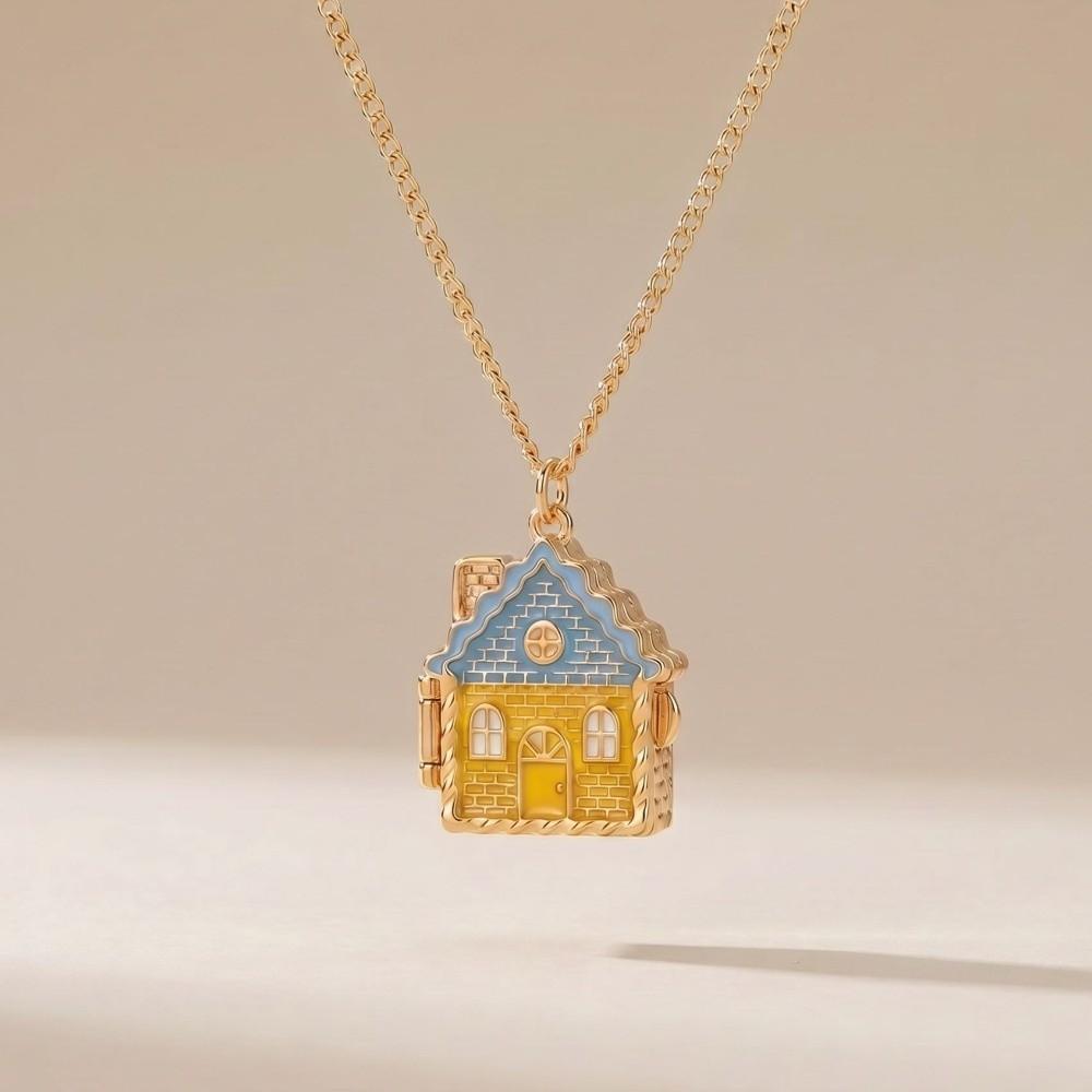 Colorful Gingerbread House Necklace Fairy Tale Fashion Necklace Women 1